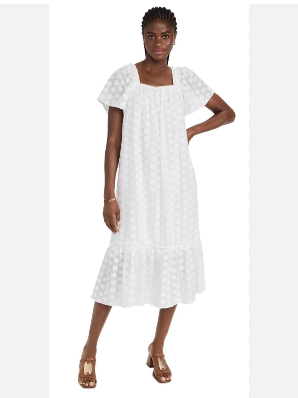 Club Monaco Flutter Sleeve Beach Robe Midi Dress White XS Women’s - Picture 2 of 14